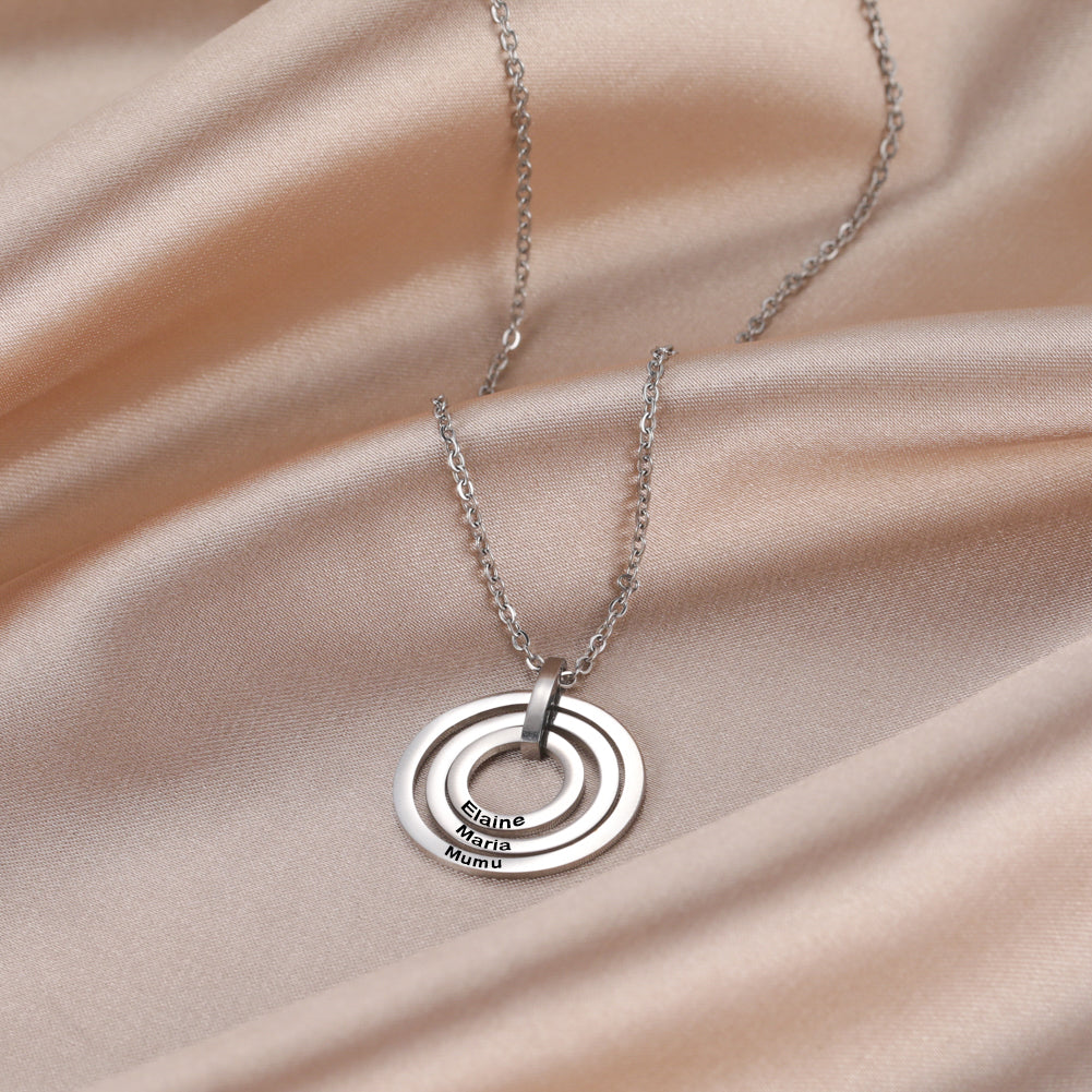 Triple Circle Name Necklace with Chain