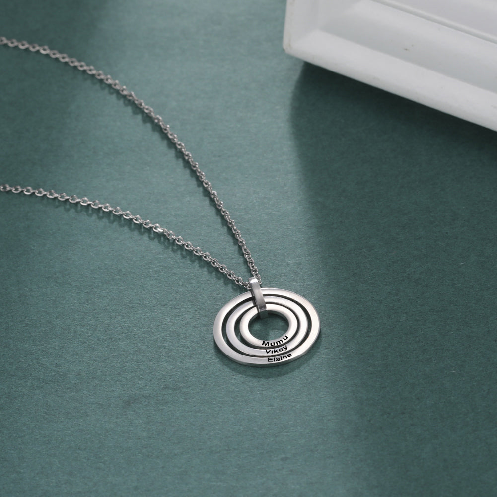 Triple Circle Name Necklace with Chain