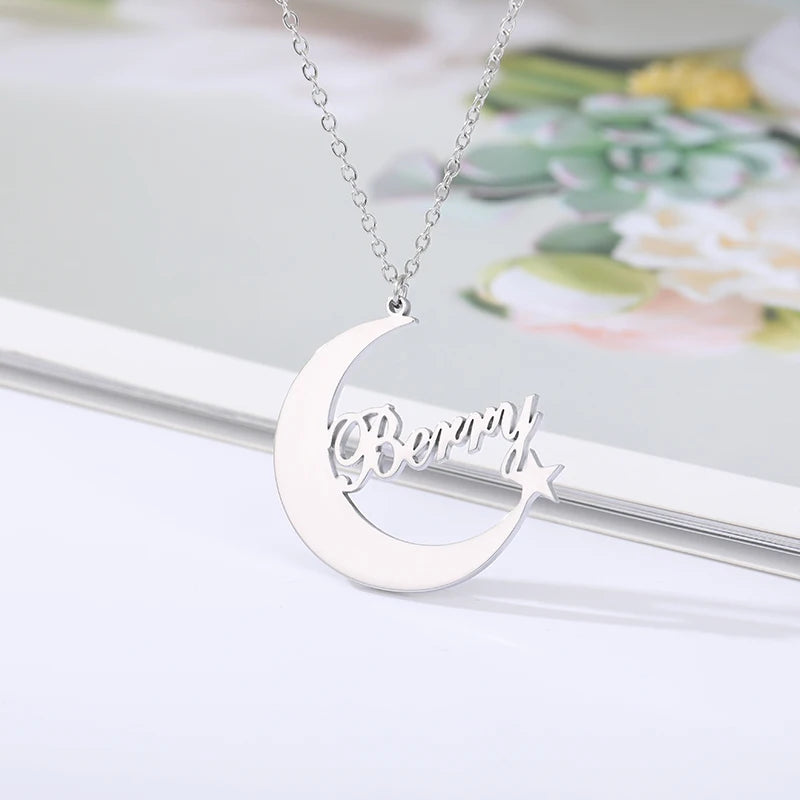 Personalized Moon Star Custom Necklace