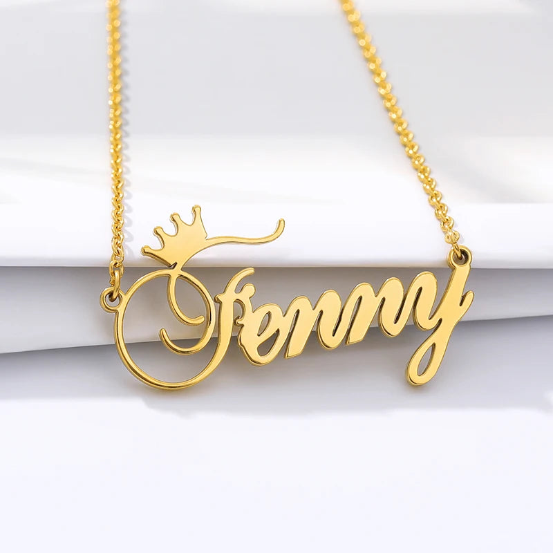 Custom Crown Name Necklace