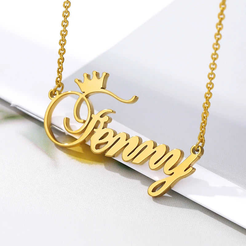 Custom Crown Name Necklace