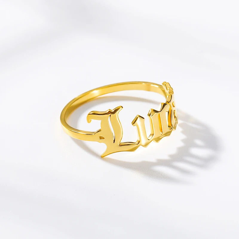 Custom Old English Name Ring