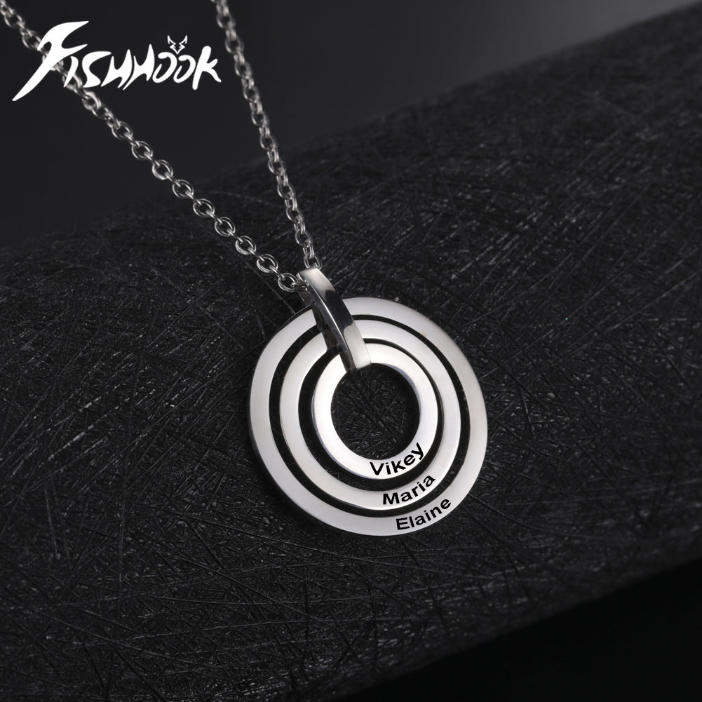 Triple Circle Name Necklace with Chain