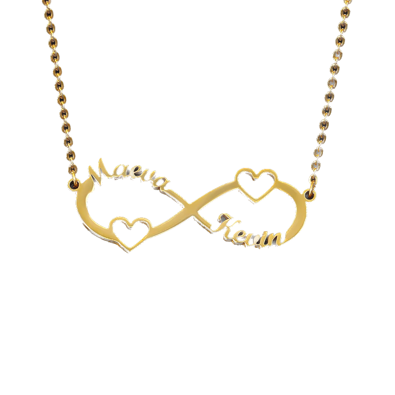 Custom Double Heart Infinity Necklace